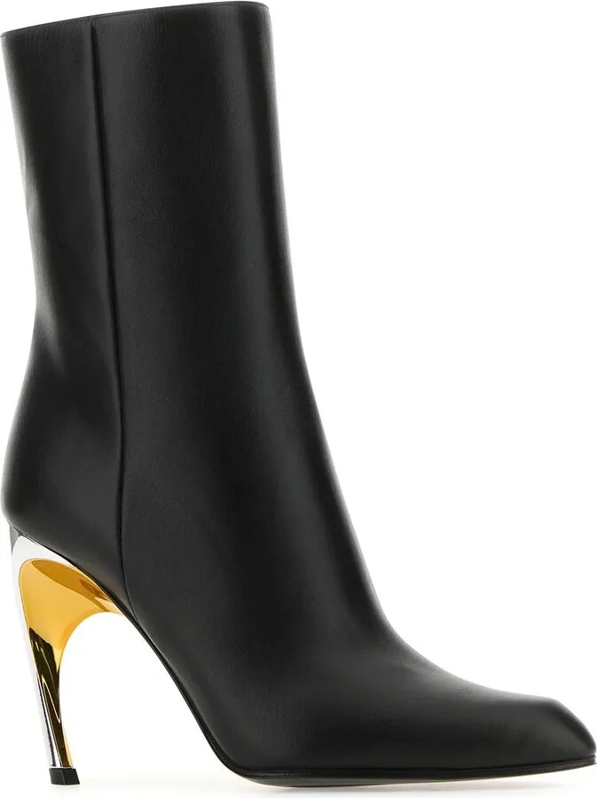 Black Leather Armadillo Ankle Boots - Image 2