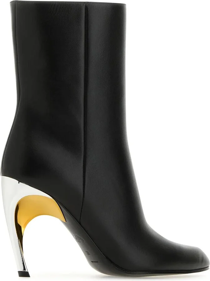 Black Leather Armadillo Ankle Boots - Image 3