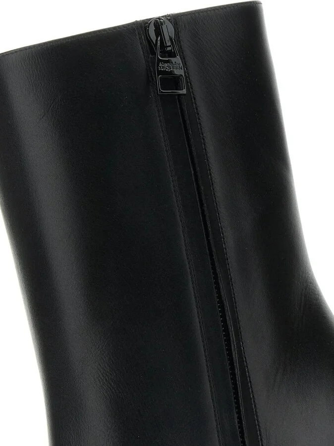 Black Leather Armadillo Ankle Boots - Image 4