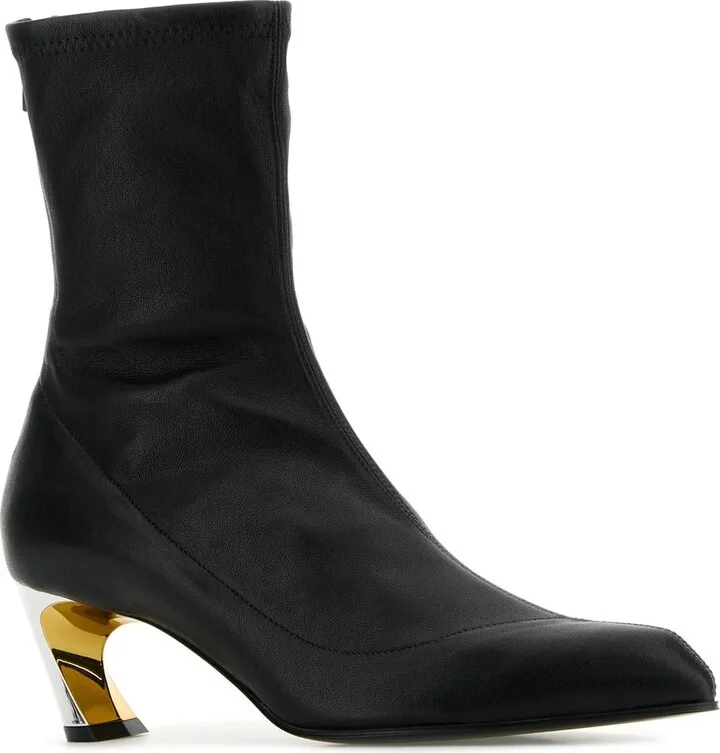 Black Leather Armadillo Ankle Boots - Image 2