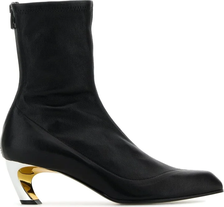 Black Leather Armadillo Ankle Boots