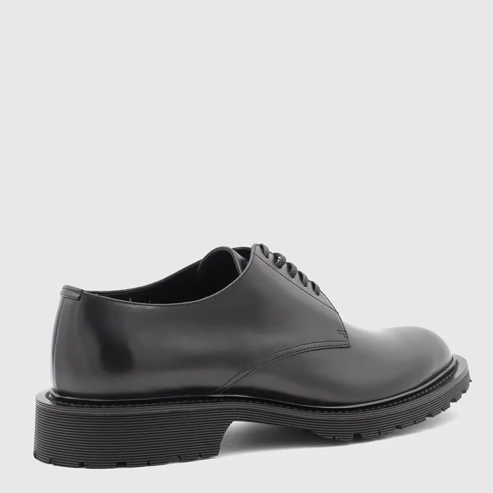 Black Leather Army Lace Up Shoes - Image 2