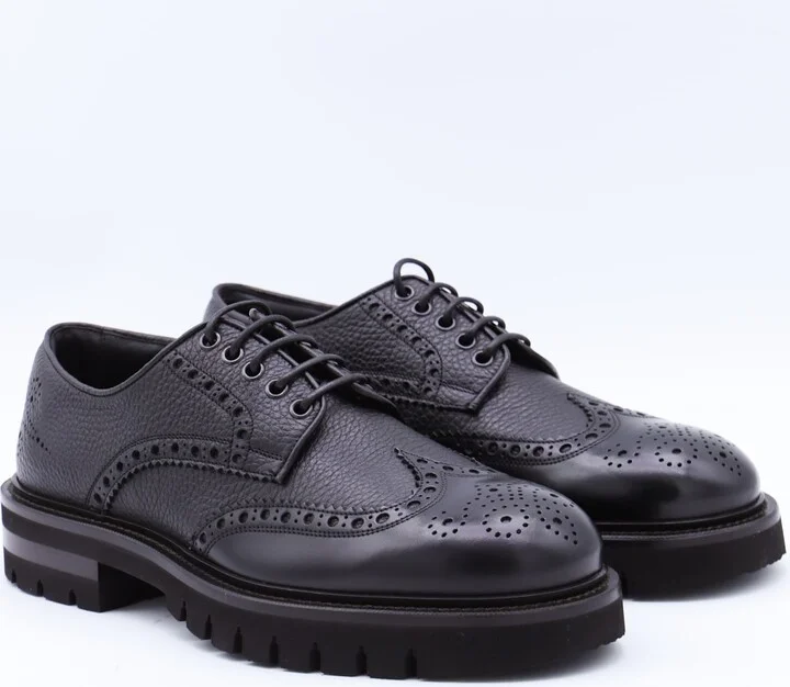 Black Leather Aspen Lace Up Shoes - Image 2