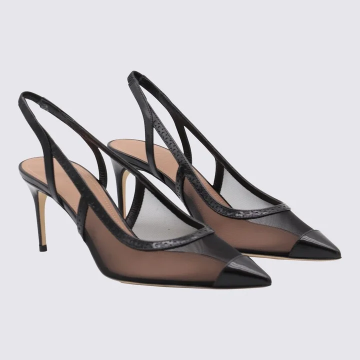 Black Leather Aubrey 70 Pumps - Image 2