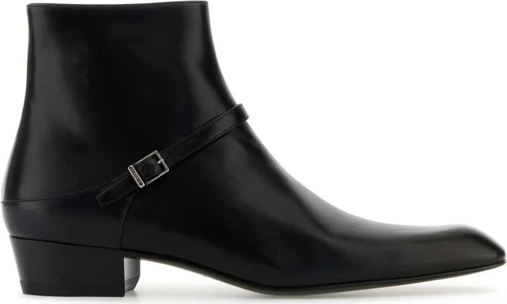 Black Leather Augustin Ankle Boots