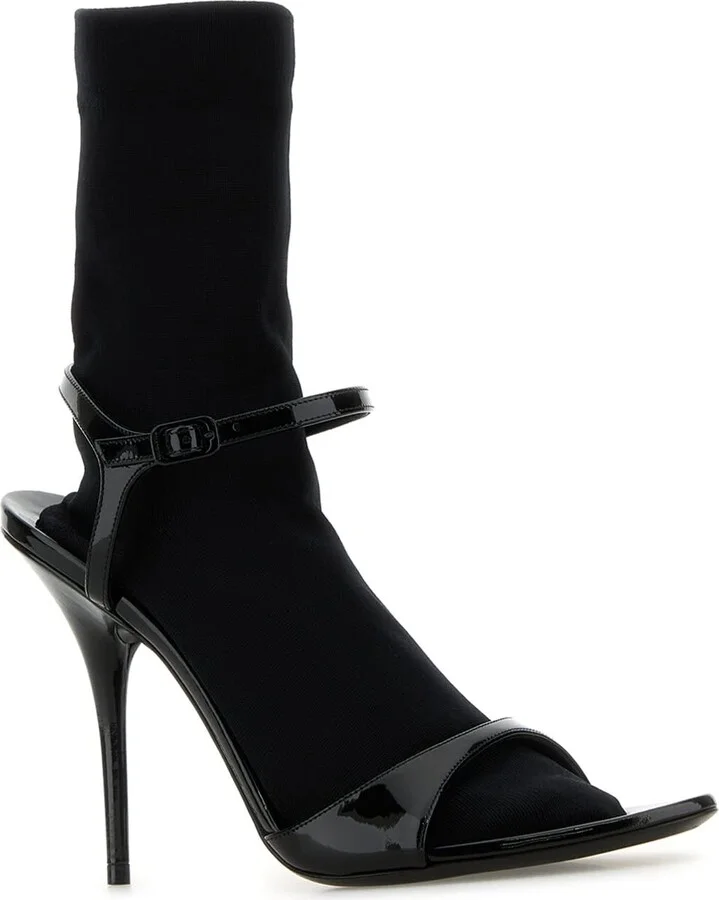 Black Leather Avenue Sock Sandals - Image 2