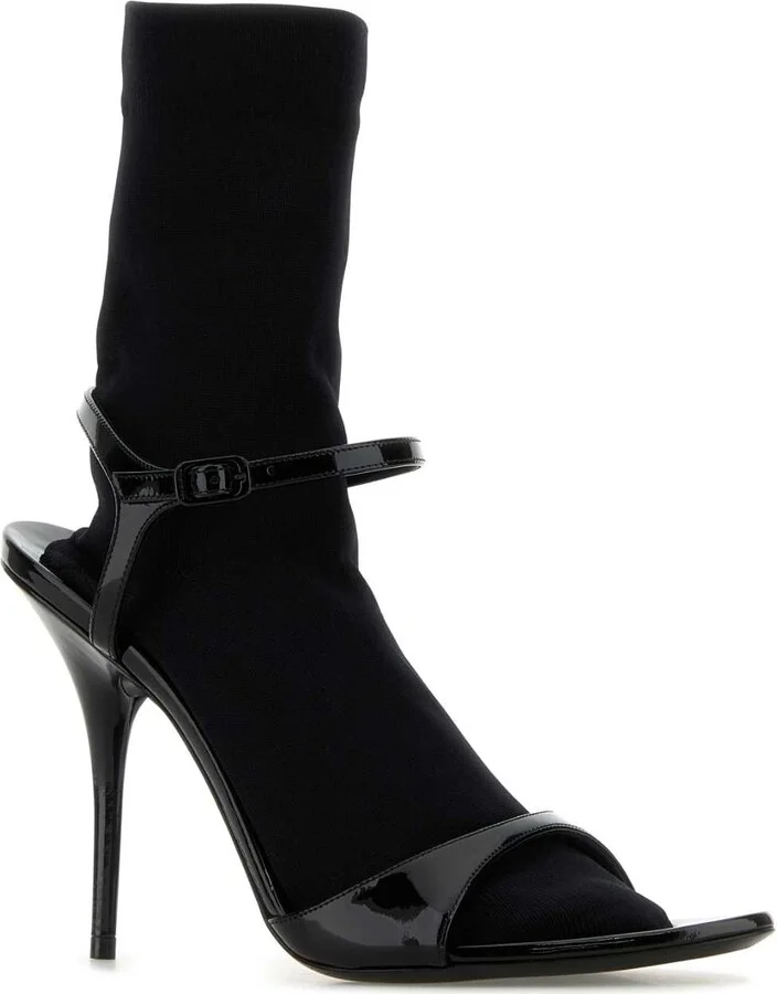Black Leather Avenue Sock Sandals - Image 2