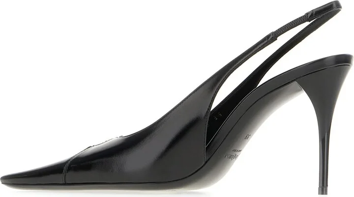 Black Leather Babylone Breteuil Pumps - Image 3