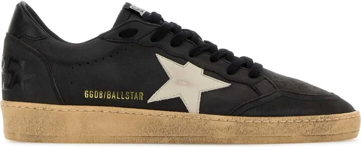 Black Leather Ball Star Sneakers
