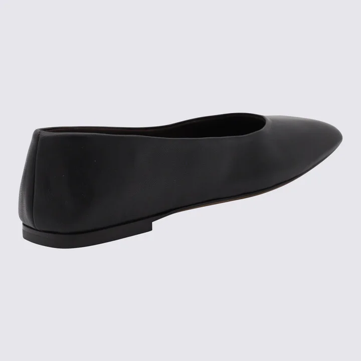 Black Leather Ballerina Shoes - Image 2