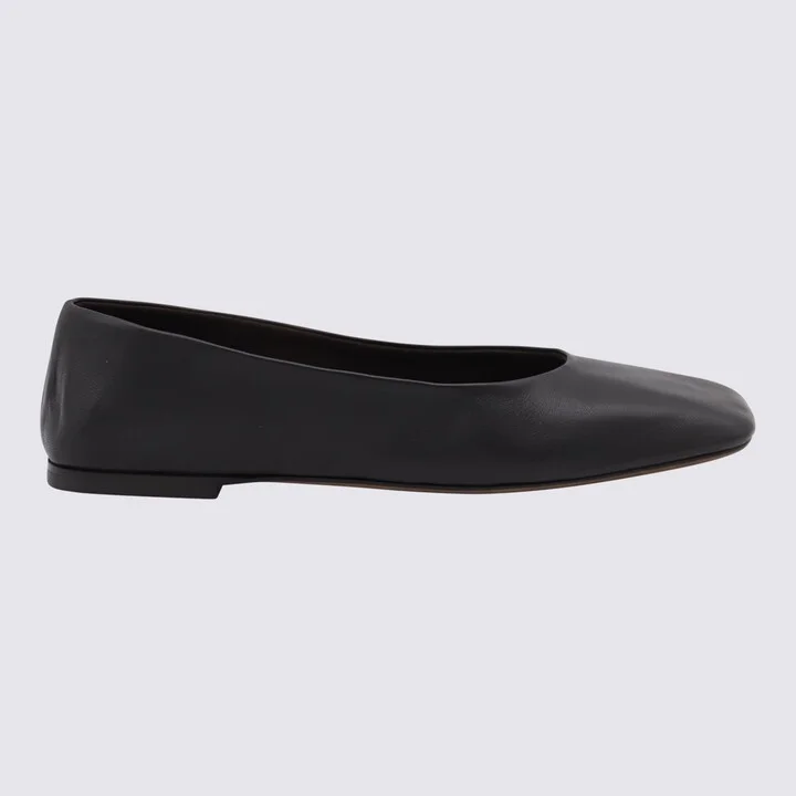 Black Leather Ballerina Shoes