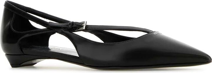 Black Leather Ballerinas - Image 2