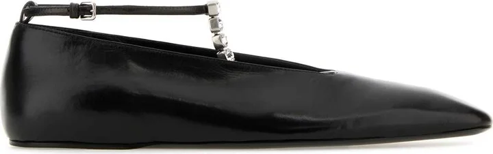 Black Leather Ballerinas