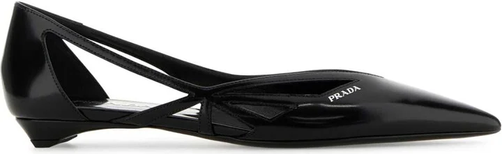 Black Leather Ballerinas