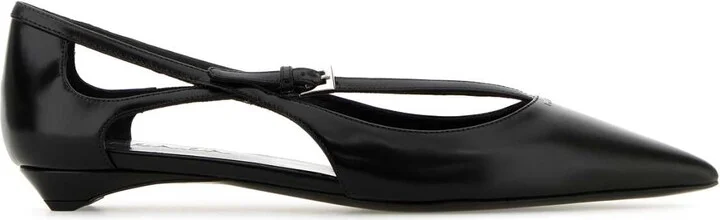 Black Leather Ballerinas