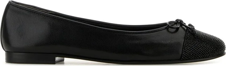 Black leather ballerinas