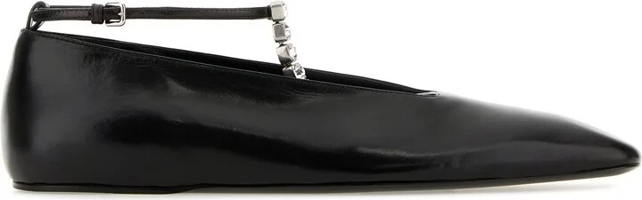 Black leather ballerinas