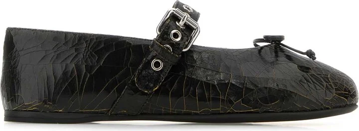 Black Leather Ballerinas