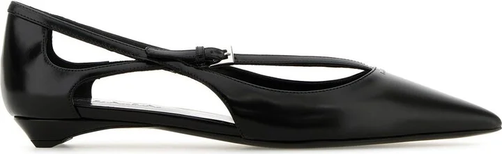 Black leather ballerinas