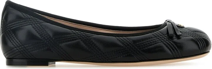 Black Leather Ballerinas
