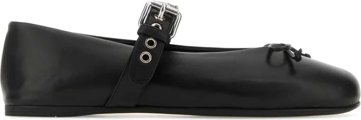Black Leather Ballerinas