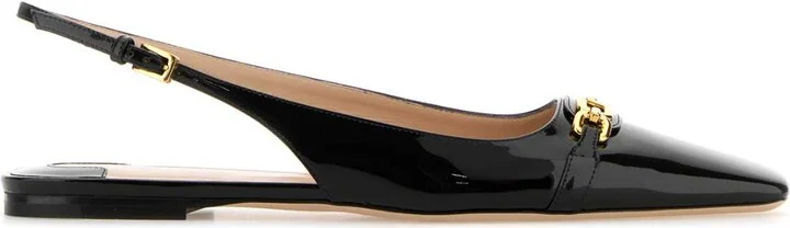 Black Leather Ballerinas
