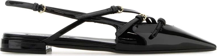 Black Leather Ballerinas