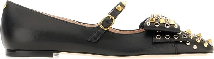 Black Leather Ballerinas
