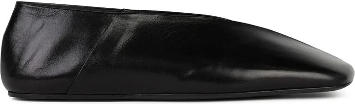 Black Leather Ballet Flats