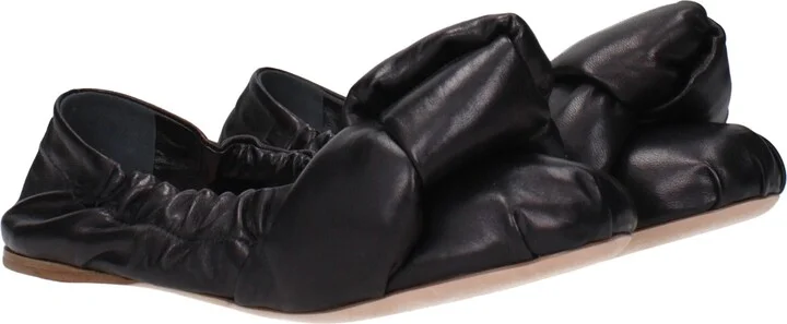 Black Leather Ballet Women's Flats - Image 2