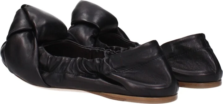 Black Leather Ballet Women's Flats - Image 4
