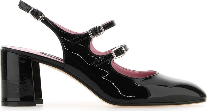 Black Leather Banana Pumps