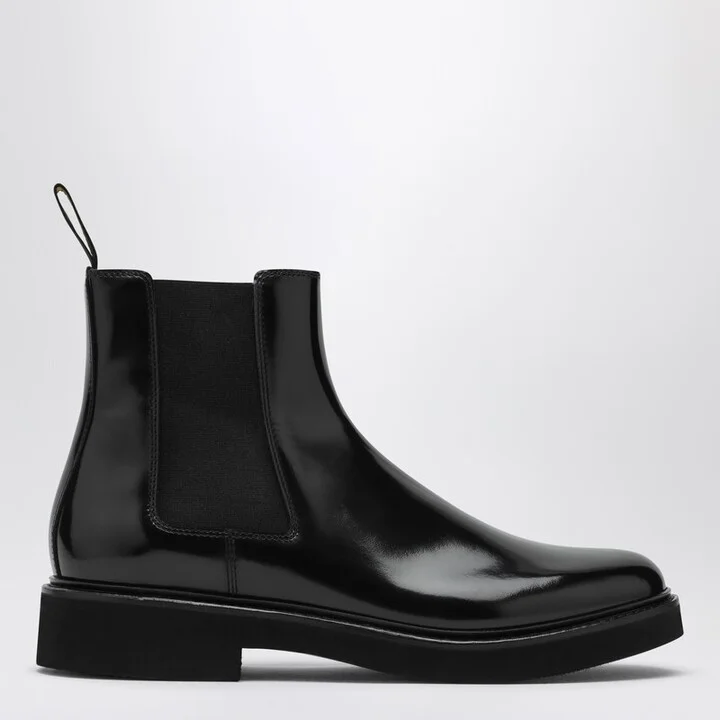 Black leather Beatles ankle boot