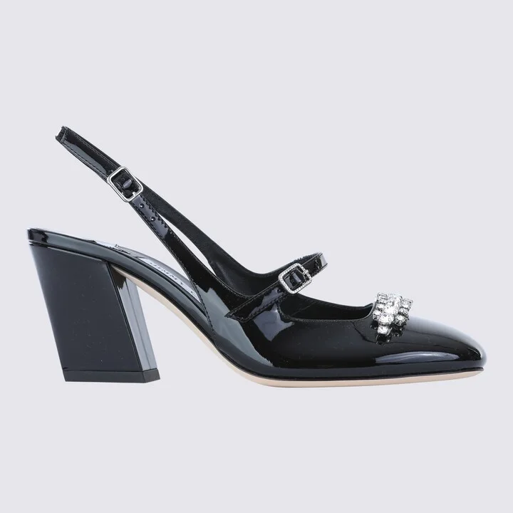 Black Leather Belinda Pumps