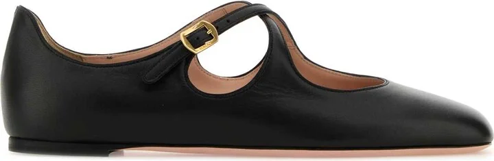 Black Leather Beliska Ballerinas