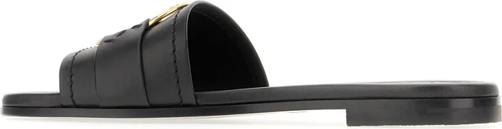 Black Leather Bell Slippers - Image 3