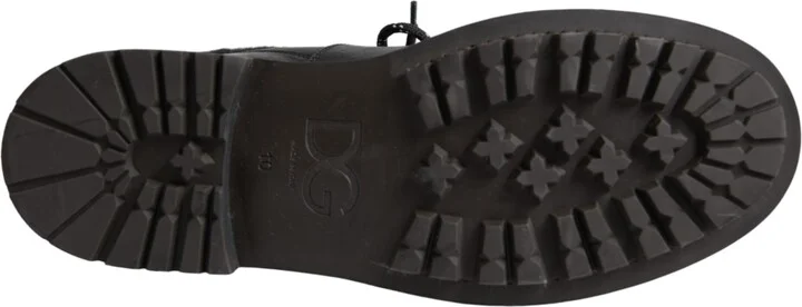 Black Leather Bernini Shearling Boots Men's Shoes - Image 6