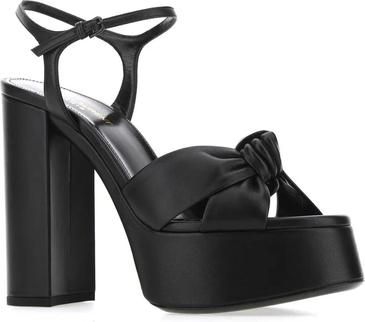 Black Leather Bianca 85 Sandals - Image 2