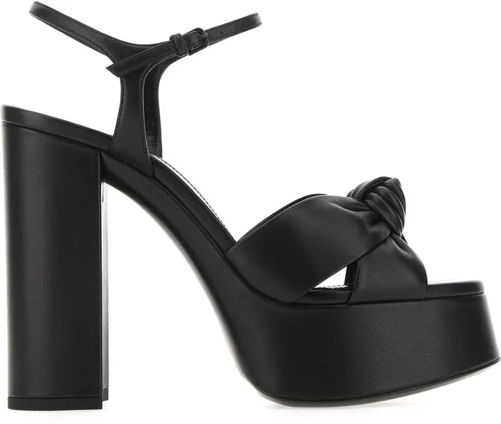 Black Leather Bianca 85 Sandals