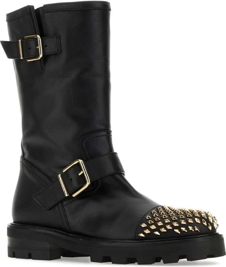 Black Leather Biker Ii Boots - Image 2