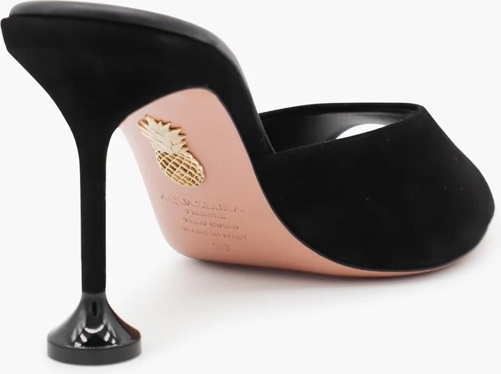 Black Leather Bisous 85 Sandals - Image 3