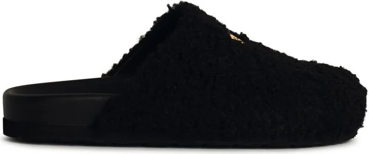Black Leather Blend Slippers