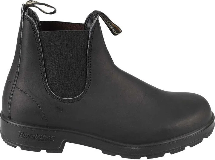 Black Leather Boot With Elastic Side Panels