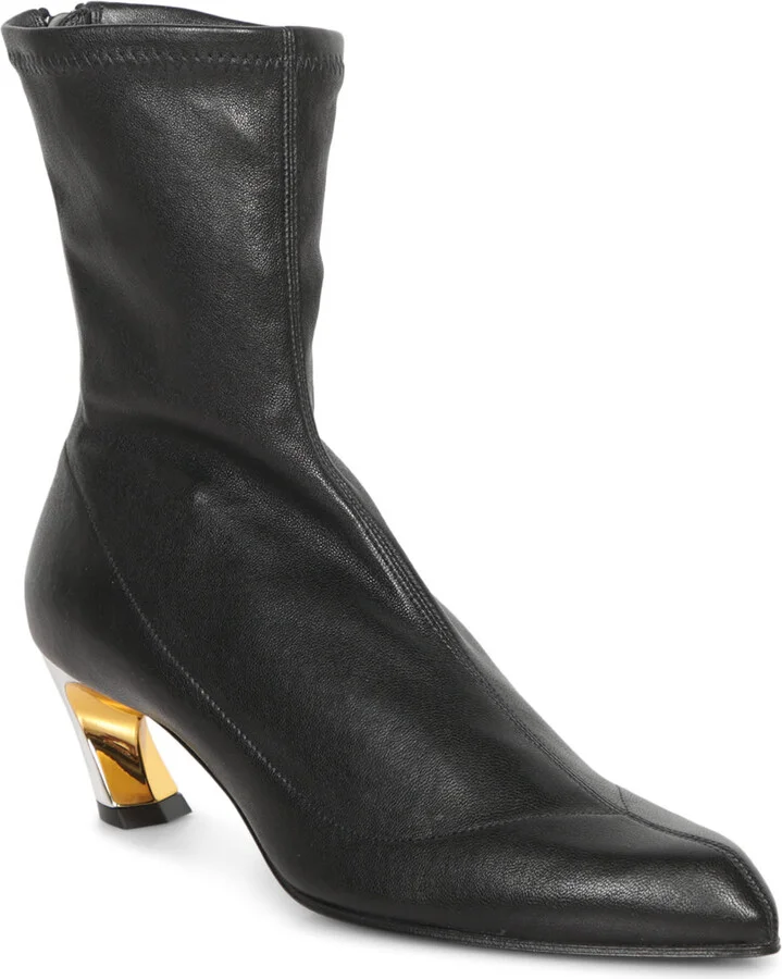 Black Leather Boot With Gold Heel - Image 2