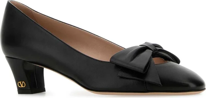 Black Leather Bowow Pumps - Image 2