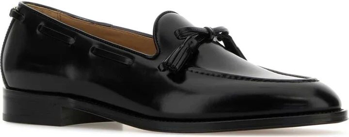 Black Leather Bowshire Loafers - Image 2