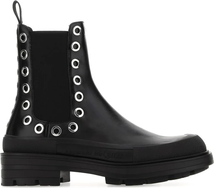 Black leather Boxcar ankle boots