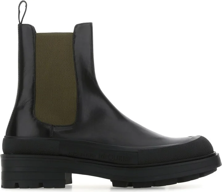 Black leather Boxcar ankle boots