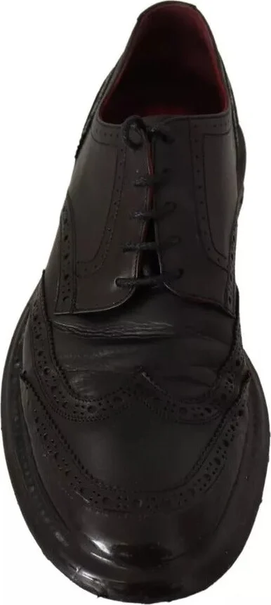Black Leather Brogue Oxford Dress Men's Shoes (Pre-Owned) - Image 4