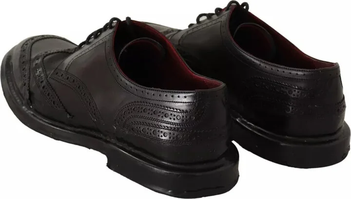 Black Leather Brogue Oxford Dress Men's Shoes (Pre-Owned) - Image 5